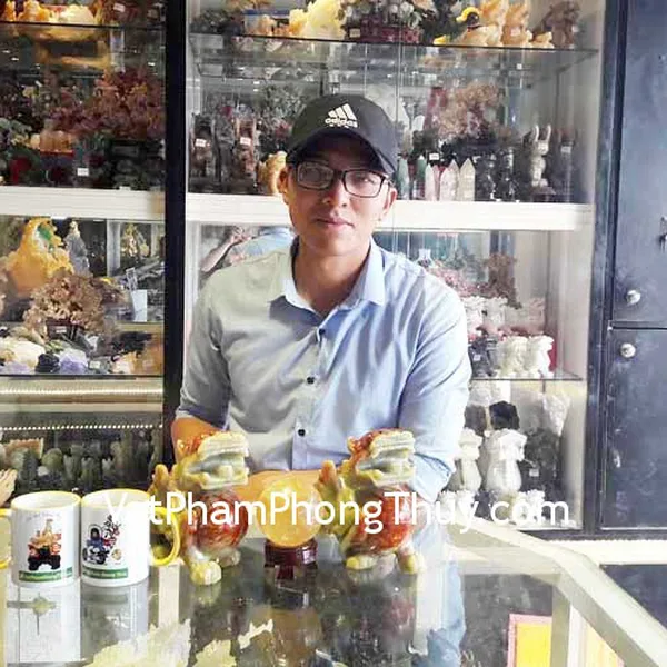 Anh Hải - khách hàng mua Cặp Tỳ hưu tiêu ngọc xanh gân huyết HM023, Quả cầu thạch anh vàng M191-1444