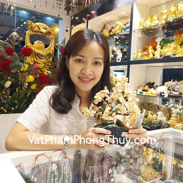 Chị Châu - khách hàng mua cây thạch anh vàng thân đại thụ KC115