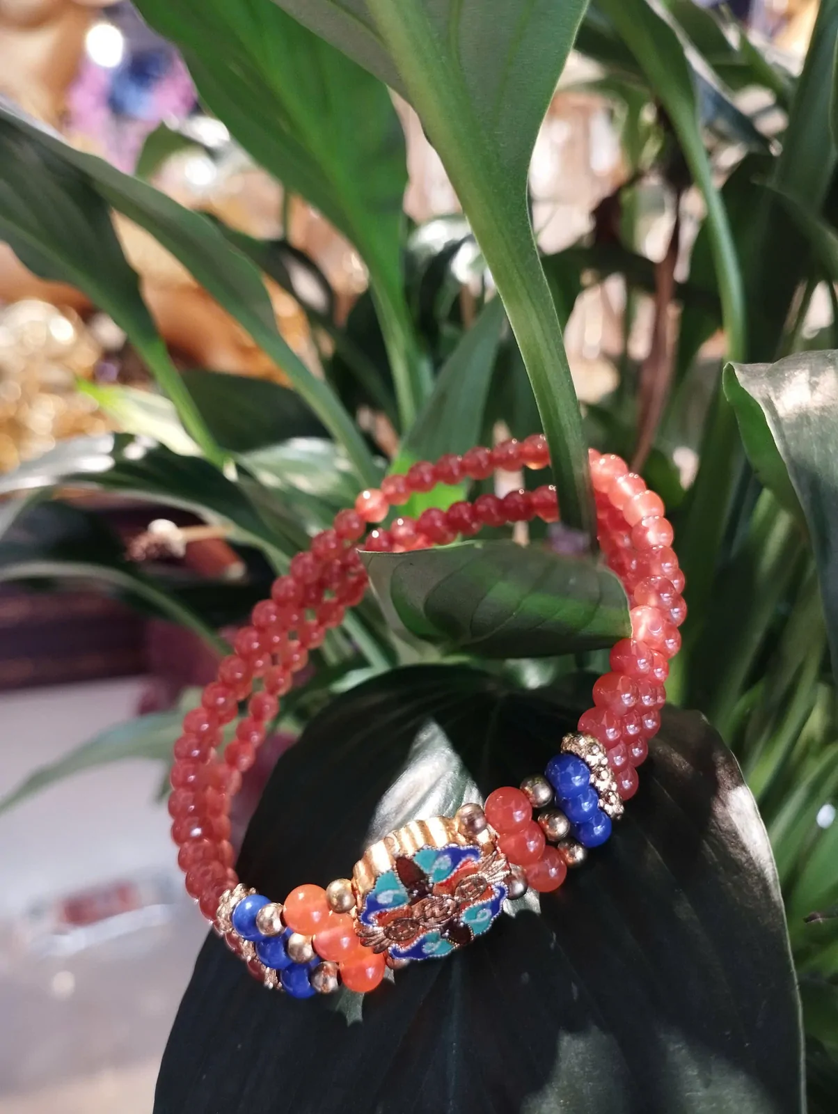 Chuỗi đá lam hồng hợp kim dơi đồng tiền S6281
