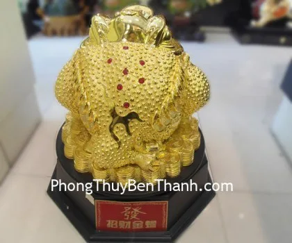 Thiềm thừ vàng kim, bồn gỗ xoay lớn- Chiêu tài kim thiềm E085