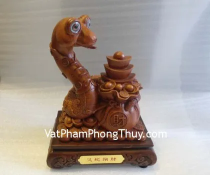 Rắn gỗ, bồn gỗ tụ tài, đế gỗ- Linh xà chiêu tài E109