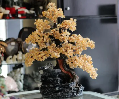 Cây tài lộc thạch anh vàng phong thủy luân nhỏ KC036