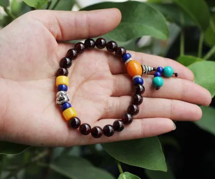 Chuỗi đá hạt lựu đầu Phật hợp kim FS6309