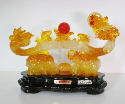Gậy như ý vàng ngọc đỏ trên đế gỗ lớn - Cát tường như ý G128A