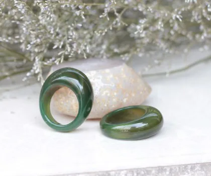 Nhẫn mã não xanh ngọc bản túi tiền S6471