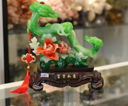 Gậy như ý xanh ngọc trên mẫu đơn - Phú quý như ý C181A