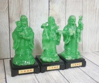 Tam đa phước lộc thọ ngọc xanh đế gỗ trung bộ rời - Tam Tinh Cống Chiếu LN116