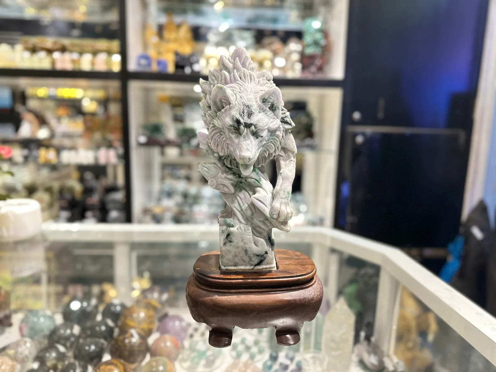 Tượng sói ngọc Phỉ Thúy NS140