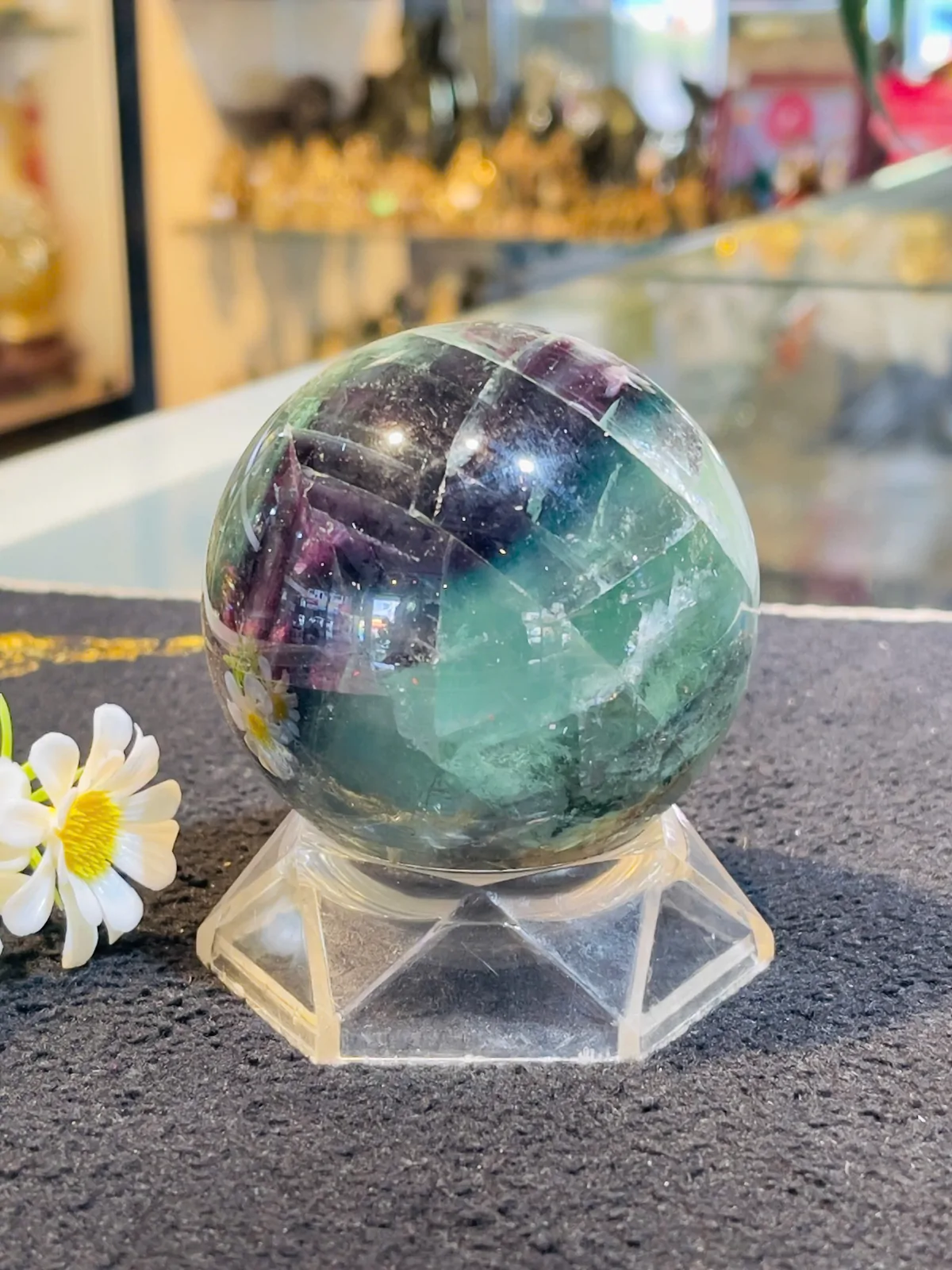 Cầu đá dạ quang xanh tím (đom đóm) QC211-S5-1825