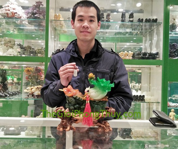 Anh Long-Khách hàng mua Thiềm thừ ngọc xanh kéo xe cải xanh FG162A và Phật bản mệnh phỉ thúy xanh nhạt nhỏ (Mùi-Thân) FS6640-6.