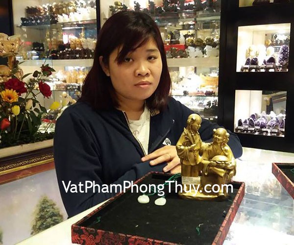 Chị Hà - khách hàng mua Hai tiên đồng nhỏ và phật bản mệnh phỉ thúy tuổi Ngọ, tuổi Dậu.